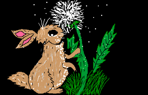 Bunny wabbit blowing on a dandelion lol