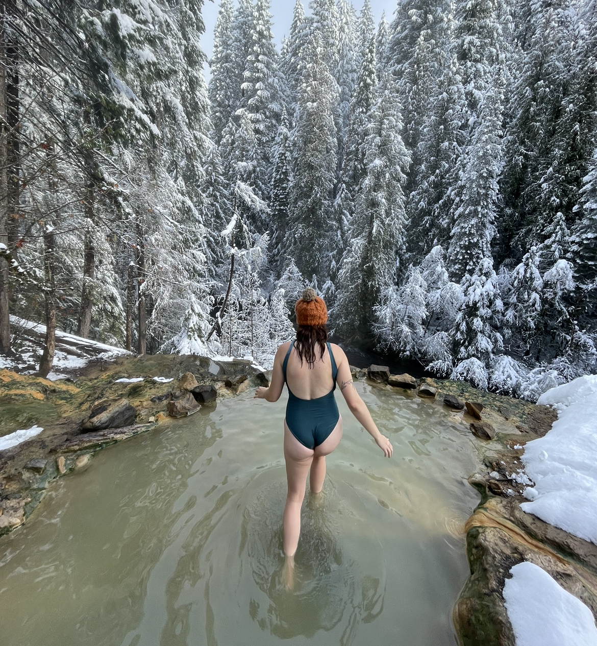 Natural hot springs in the snow!!